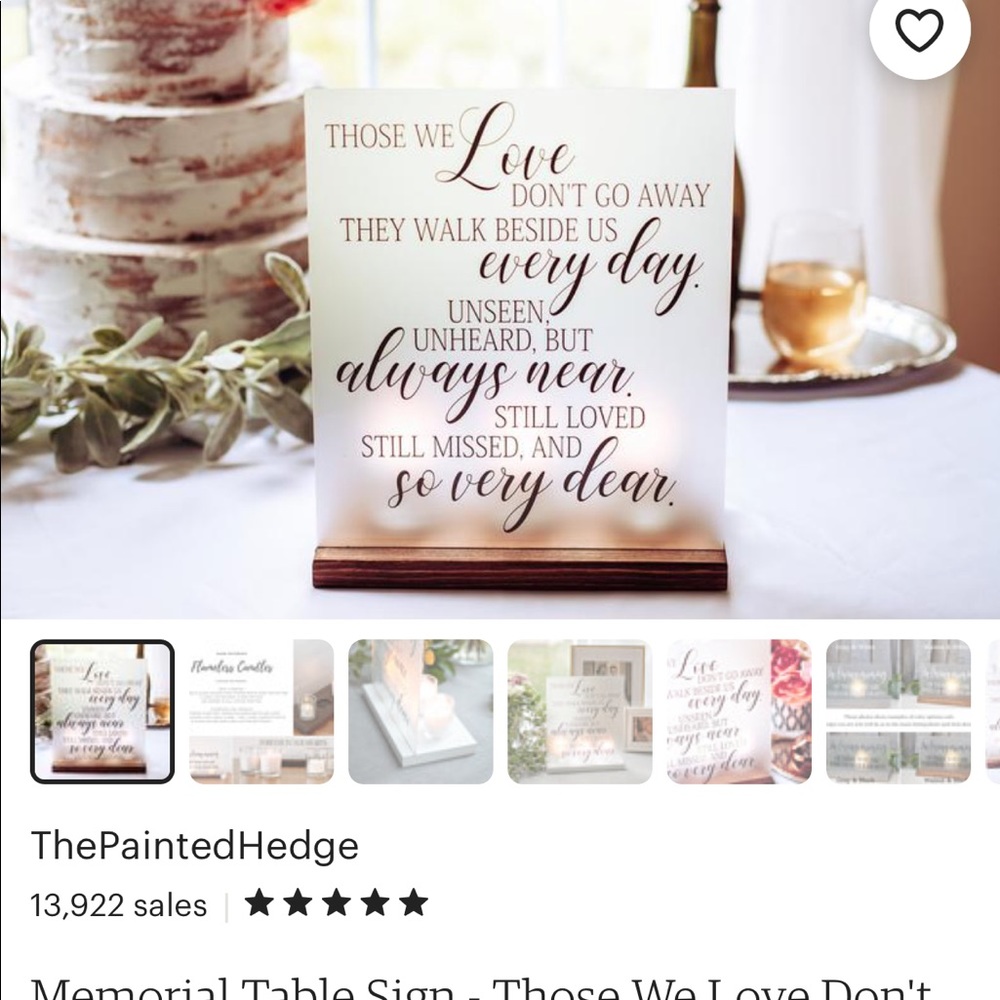 Memorial table wedding sign.